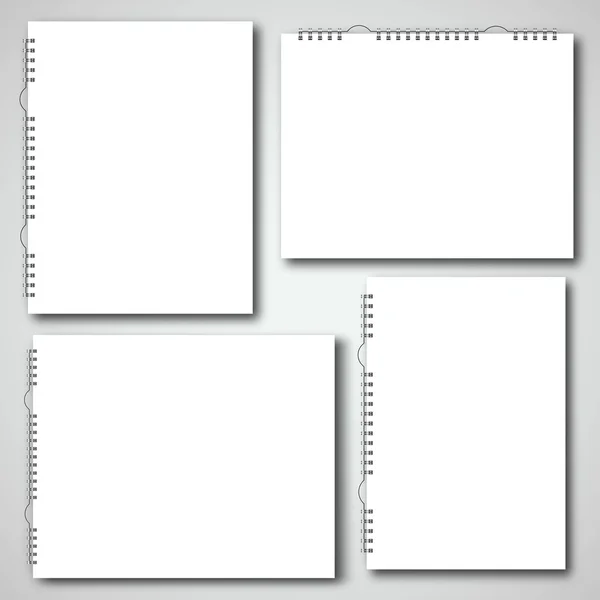 Cuaderno en blanco, álbum, conjunto de hojas de calendario maqueta — Vector de stock