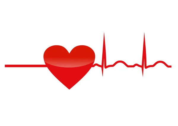 Reanimación, corazón rojo con cardiograma — Vector de stock