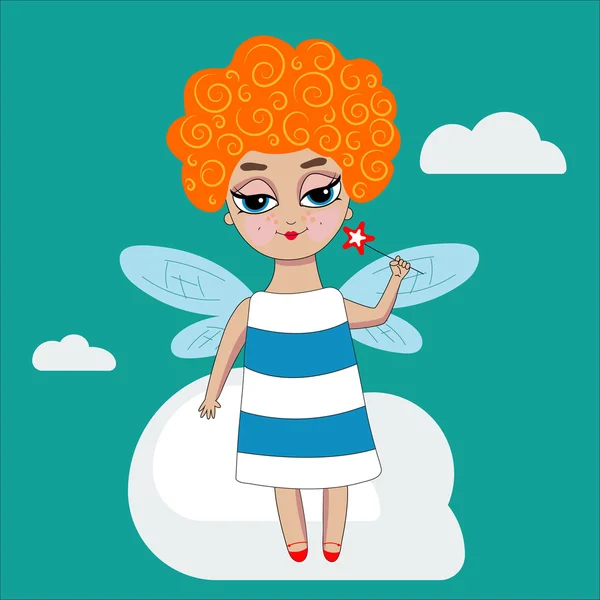 Little fairy met vleugels — Stockvector