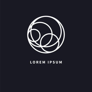 Çemberler kesişiyor. İş logosu için fikir. Küresel ağın simgesi. Yuvarlak soyut şekiller. Vektör ögesi tasarımı