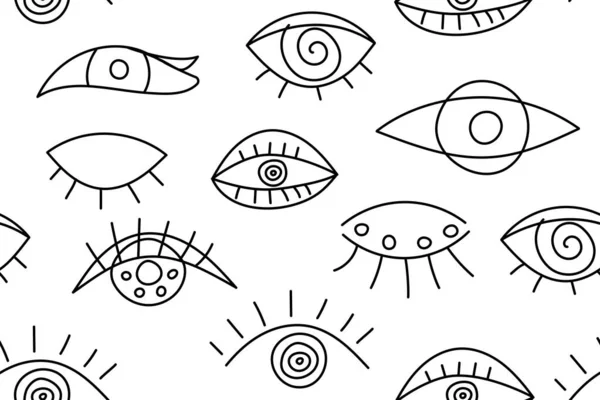 Seamless Abstract Fashion Pattern Line Eyes Trendy Background Female Eyes — Stock Vector