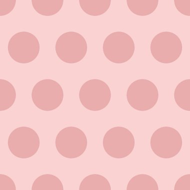 Polka noktalı basit desenli renkli daireler. Kağıt ambalaj için arka plan, tekstil, kumaş, duvar kağıdı için örnek. Vektör illüstrasyonu