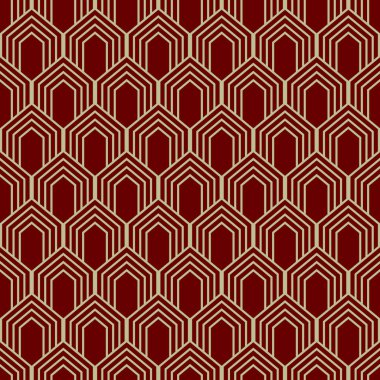 Art deco tarzında kusursuz bir desen. Duvar kağıdı, tekstil için Geometrik sanat deco arka planı. Vektör illüstrasyonu