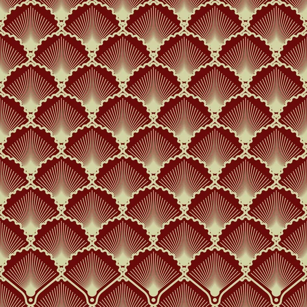 Elegant seamless pattern in art deco style. Background with shells for wallpaper — Stock Vector