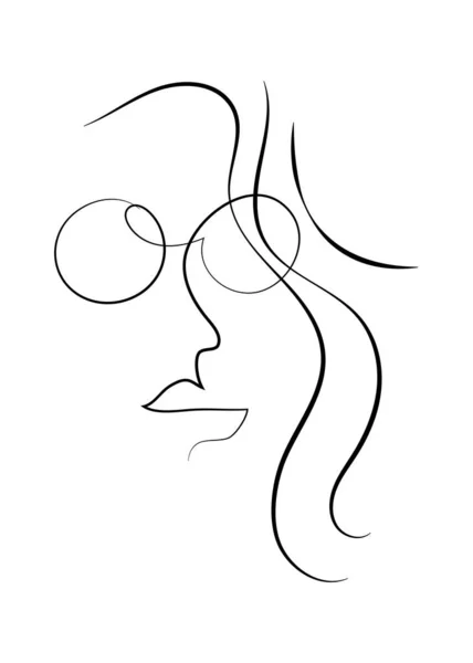 Девушка в очках, нарисованная одной сплошной линией — стоковый вектор