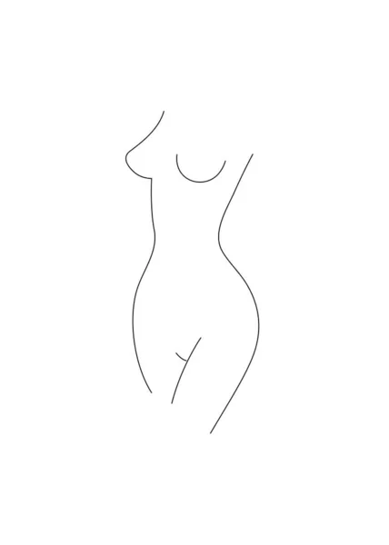 美しい女性の体のシンボル 整形手術 脂肪吸引ロゴ 細い線で描かれた女性の胴 美人のアイコン — ストックベクタ