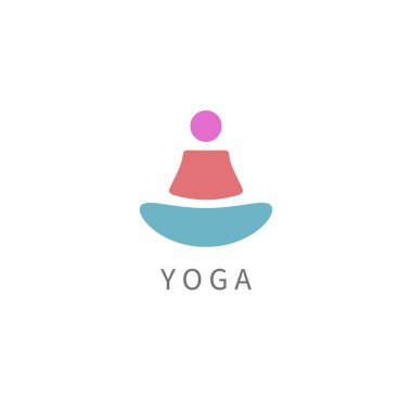 Geometrik soyut yoga ikonu. Lotus pozisyonunda tek başına oturan kişi. Yoga stüdyosu logosu.
