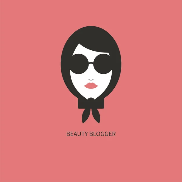 Ícone Blogueiro Moda Menina Jovem Óculos Sol Lenço Cabeça — Vetor de Stock