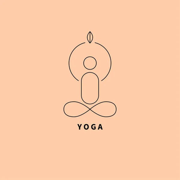 Geometrisch Abstrakte Yoga Ikone Person Sitzt Isoliert Lotusposition Logo Yoga — Stockvektor