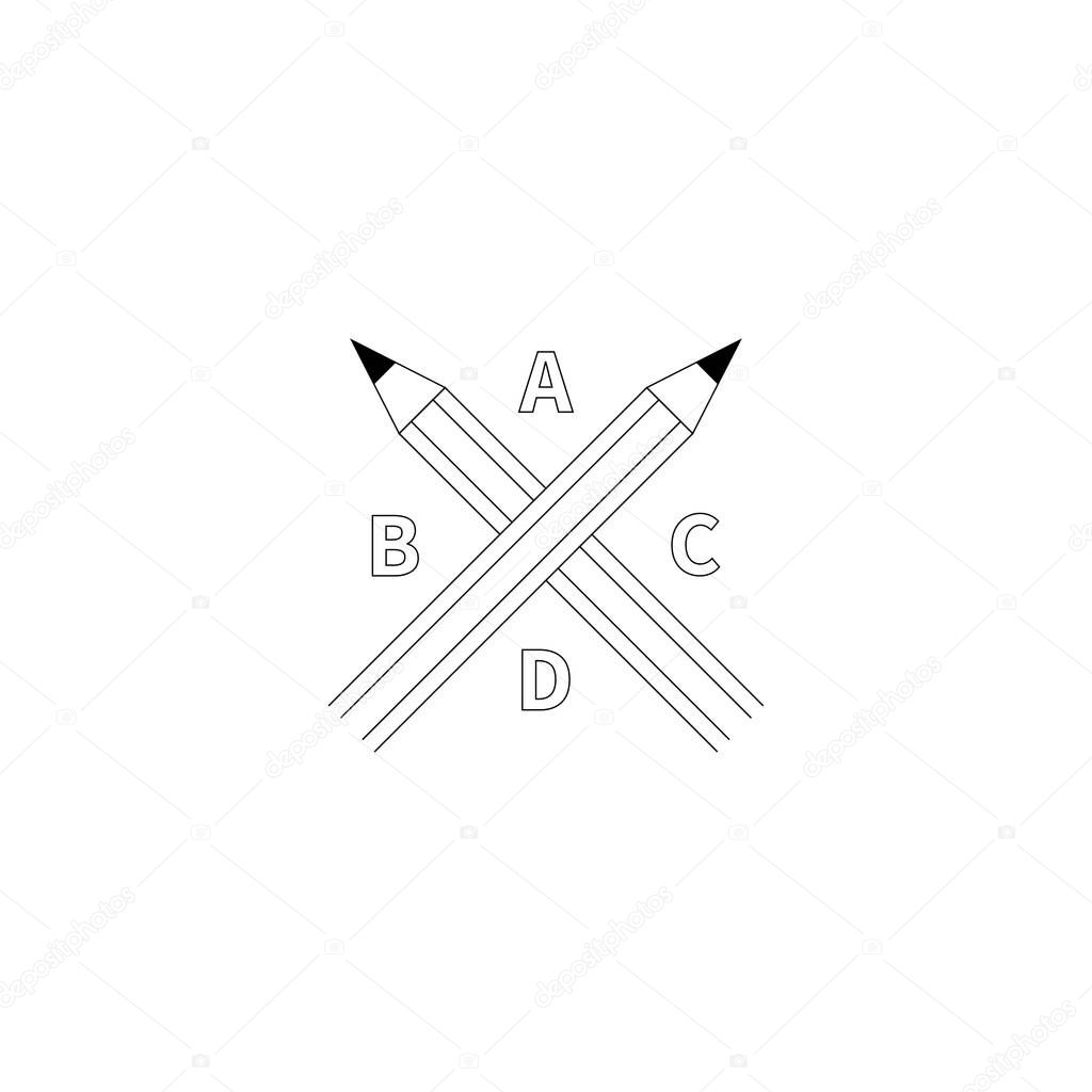 Two pencils. Writer logo. Blogging icon. Litrature mastery courses sign