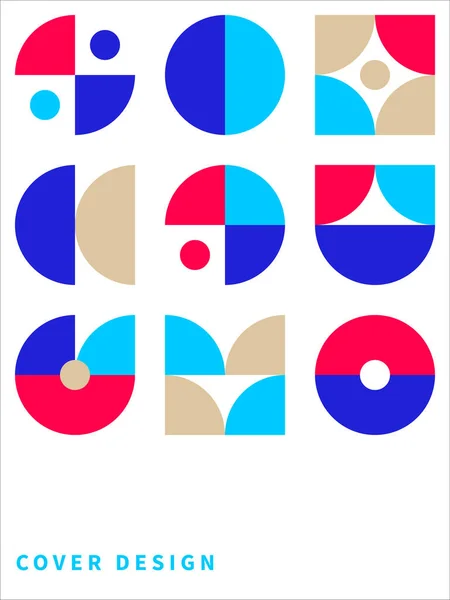 Modèle rétro dans le style des années 60, 70. Bauhaus couleur transparente fond géométrique — Image vectorielle