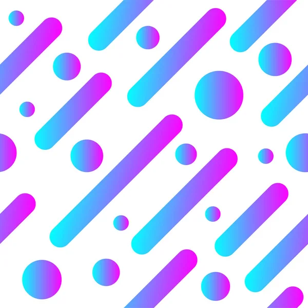 Dynamische diagonale gradiëntlijnen en cirkels. Kleur naadloos abstract patroon — Stockvector
