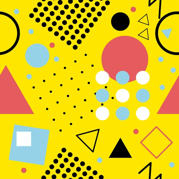 Memphis stilinde kusursuz desen, geometrik soyut şekiller.