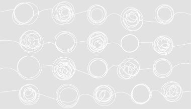 Karmaşık ve çözülmüş karalama el çabukluğu ile arka plan. Web tasarımı için soyut arkaplan. Beyin fırtınası sembolü. Vektör illüstrasyonu