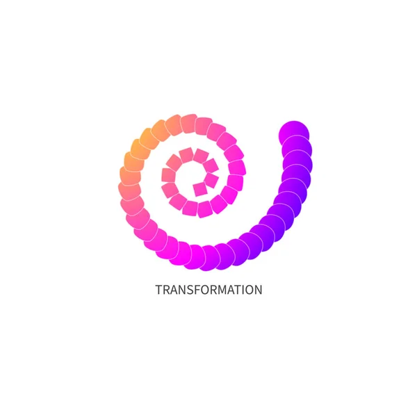 Spirálová Transformace Čtverec Mění Kruh Evoluce Vývoj Charakteru Transformovat Koučování — Stockový vektor