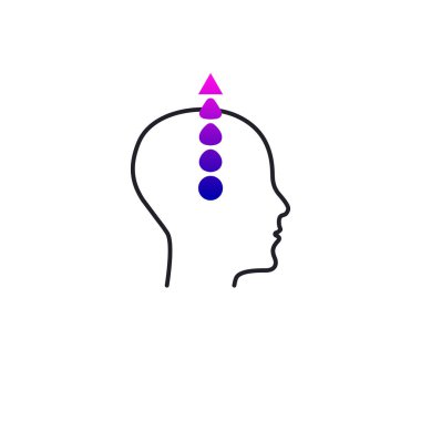 İnsan gelişimi ikonu. Yaratıcı düşünme logosunun dönüşümü. Vektör illüstrasyonu