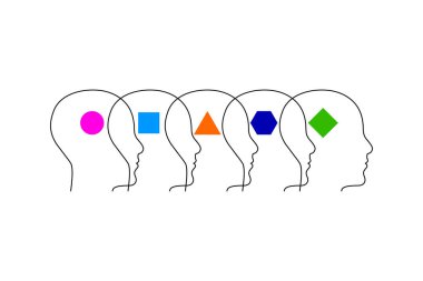 Düşünce farklılıkları sembolü. Psikoloji logosu.