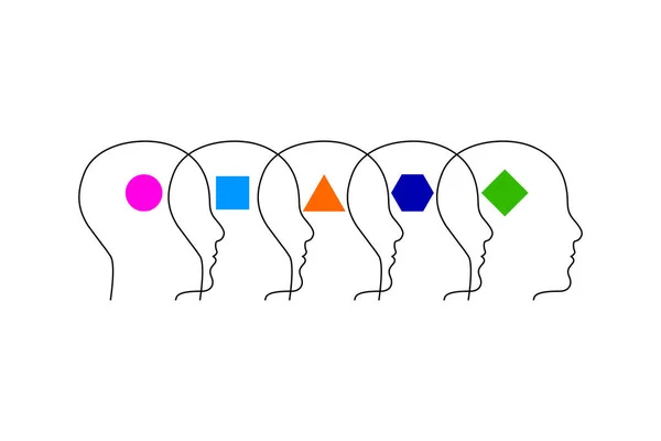 Diferencias Símbolo Pensamiento Logo Psicología — Vector de stock