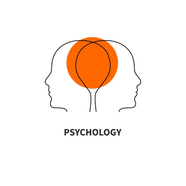 Logo Psychologiczne Dwoma Profilami Męskimi Zrozumienie Ikony Abstrakcyjny Objaw Terapii — Wektor stockowy