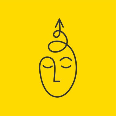 Spiral okla erkek kafası çizimi. Geliştirmenin soyut el çizimi sembolü