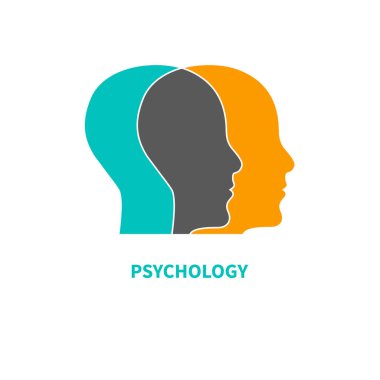 Psikoloji logosu. Erkek profili. Terapi ikonu. İletişim sembolü.