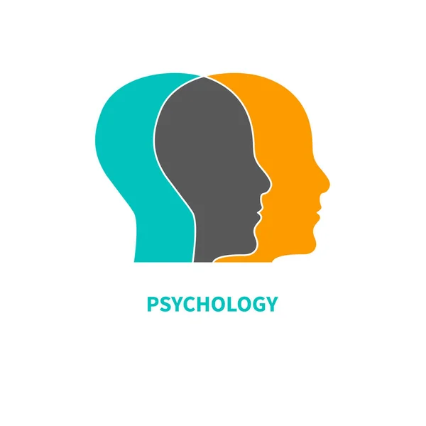 Psychologie Logo Männliche Profile Therapie Ikone Kommunikationssymbol — Stockvektor