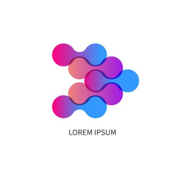 İleri ok ile soyut iş logosu. Dijital teknoloji işareti. Yenilik, gelişme sembolü