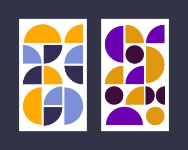 Bauhaus posteri. Geometrik İsviçre usulü kaplama. Broşür, broşür, broşür, yıllık rapor için şablon. Beyaz arkaplanda geometrik patent