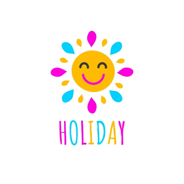 Мультфильм Улыбающееся Солнце Икона Солнечного Дня Агентство Праздников Логотип Путешествия — стоковый вектор