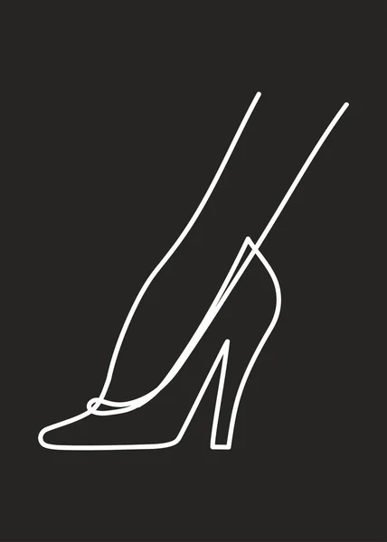 Fashion Poster Womens High Heeled Shoe Minimal Style Illustration One — Stock Vector