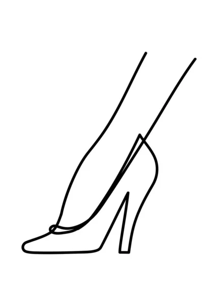 Esboço Feminino Sapato Salto Alto Cartaz Moda Parede Ilustração Vetorial — Vetor de Stock