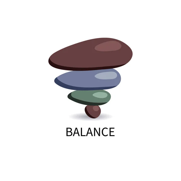 Balance Stones Logo Meditation Icon Buddhism Symbol Stack Pebbles Vector — Stock Vector