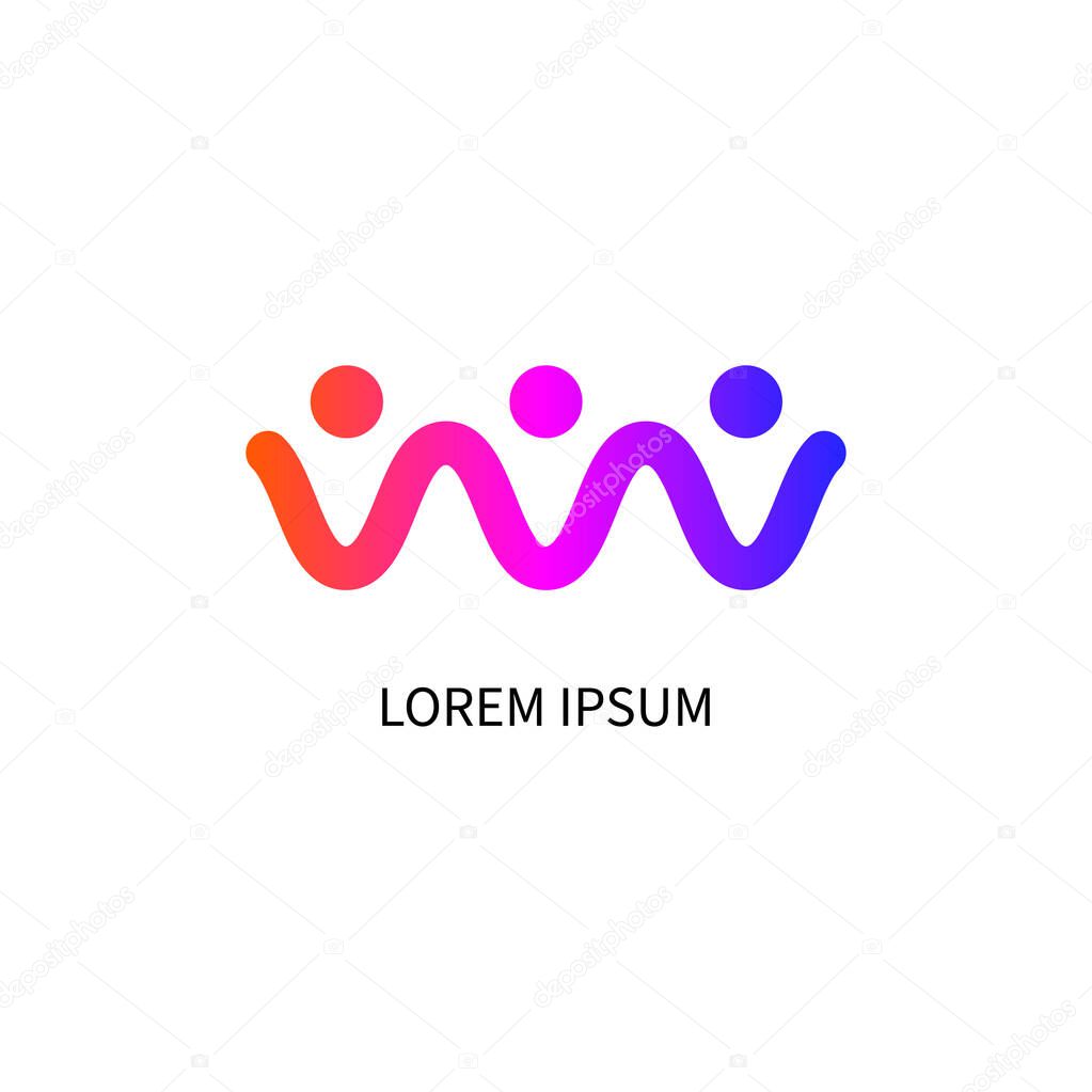 Communication icon. Abstract people holding hands. Social network. Vector graphic illustration