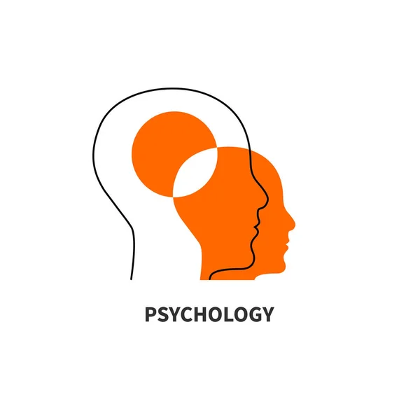 Logo Psicología Con Dos Perfiles Masculinos Icono Comprensión Signo Abstracto — Vector de stock