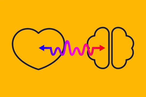Connexion entre le cœur humain et le cerveau — Image vectorielle