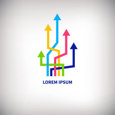 Finansal büyüme ikonu. Yukarı ok sembolü. İş geliştirme konsepti. Grafik tasarım ögesi.