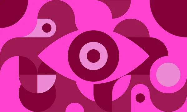 Funky Background Bauhaus Style Eye Curves Circles Retro Poster Geometric — Stock Vector