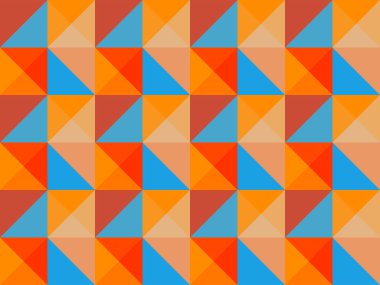 Geometrik üçgen mozaik. Kareler ve üçgenlerle donatılmış bir arkaplan. Vektör illüstrasyonu