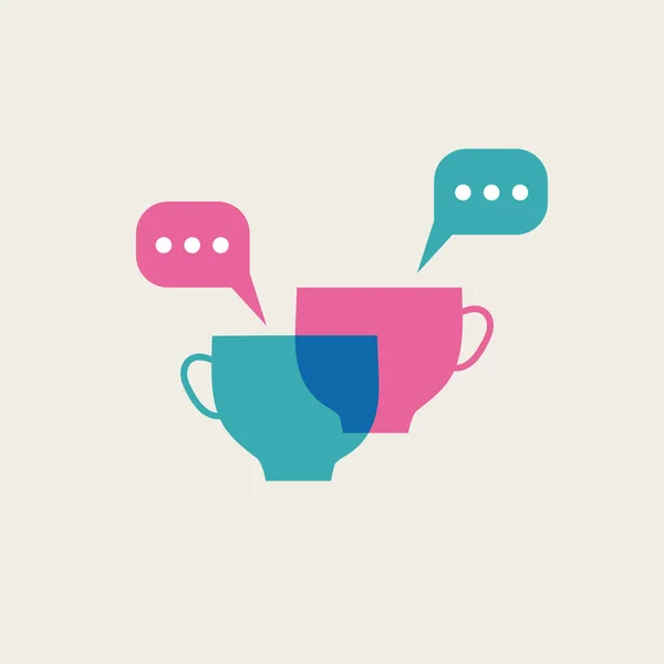 Логотип Обговорення Кави Дві Чашки Чайного Символу Спілкування Чашкою Кави — стоковий вектор