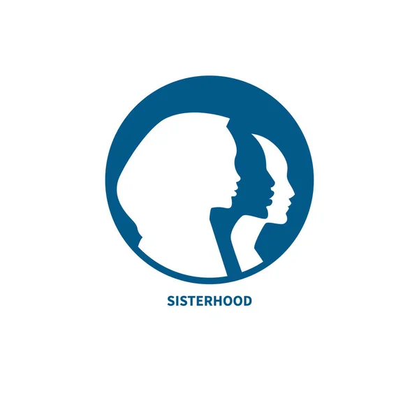 Symbole Fraternité Profils Trois Femmes Différentes Logo Journée Des Femmes — Image vectorielle