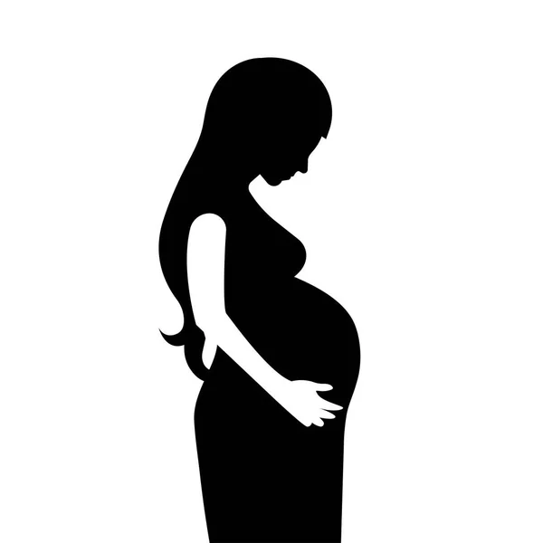 Cutting Black Silhouette Pregnant Woman Large Belly Motherhood Symbol Mom — Stock Vector