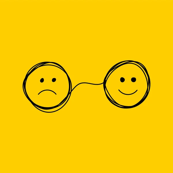 Logo Trenéra Ikona Psychoterapie Šťastný Nešťastný Charakter Metaforická Terapie Nápověda — Stockový vektor