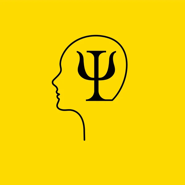 Carta Psi Dois Perfis Logotipo Psicologia Ícone Psicólogo Símbolo Terapêutico — Vetor de Stock
