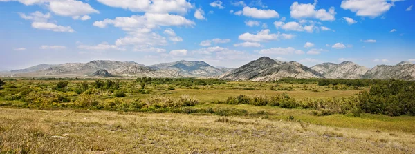 Panorama consisting of mountains and steppe — Stock Photo, Image