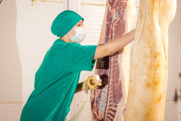 Fábrica de produção de carne de porco — Fotografia de Stock