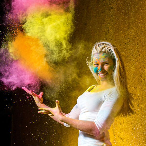 Girl with holi paints