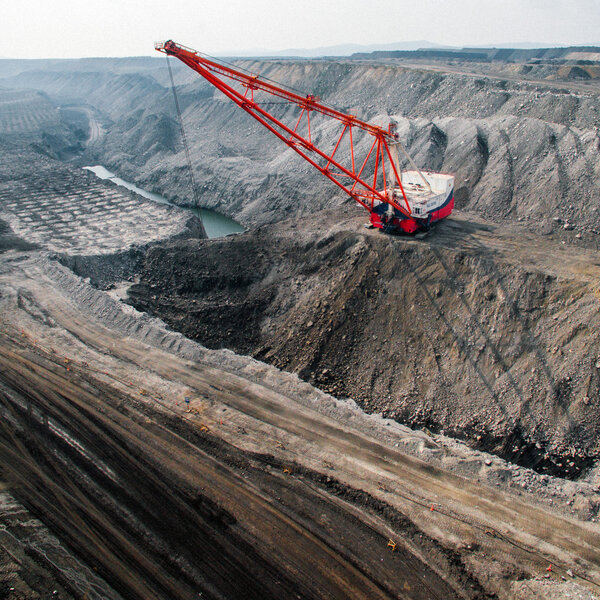 Coal mining in open pit