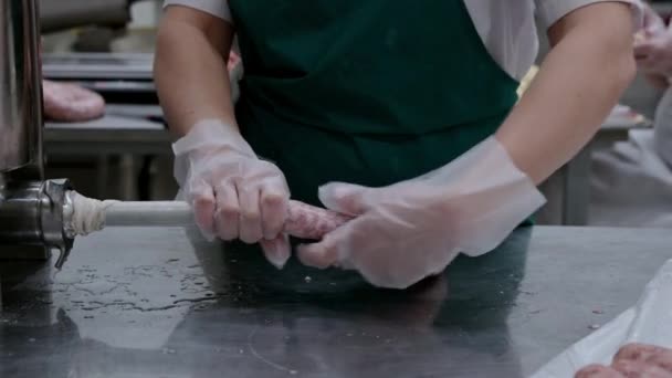 香肠制作厂手工肉制品 — 图库视频影像