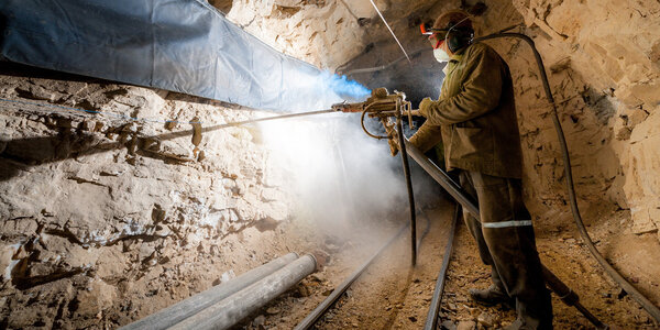 Miner inside a gold mine.