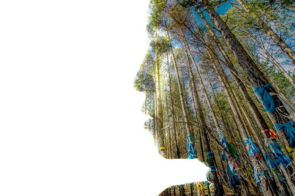 Retrato de doble exposición de una mujer — Foto de Stock